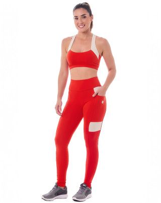 Look Action Vermelho Top + Legging SND Fitness