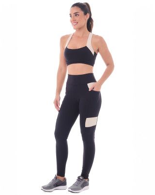 Look Action Preto Top + Legging SND Fitness