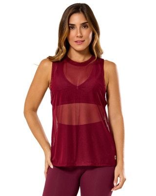 Regata Fitness Tule Flex Alongada Vinho SND Fitness