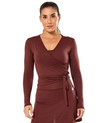 Blusa Air Microporos Transpassada Marrom SND Fitness