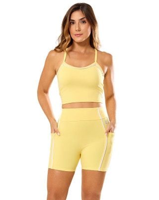 Look Fitness Dynamic Line Média Compressão UV50+ Amarelo SND Fitness