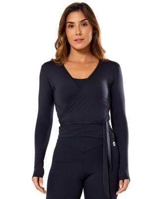 Blusa Skin Transpassada Antimicrobiana UV50+ Preta SND Fitness