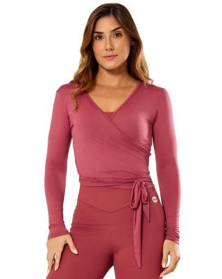 Blusa Skin Transpassada Antimicrobiana UV50+ Rosa Escuro SND Fitness
