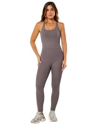 Macacão Fitness Elastic Touch Média Compressão UV50+ Cinza SND Fitness