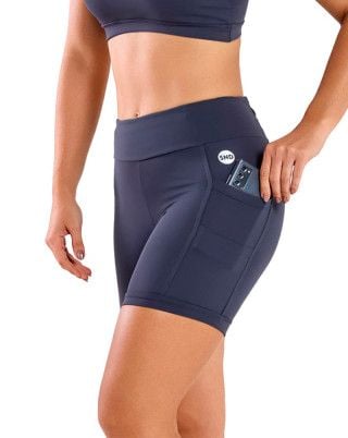 Short Feminino Runner 6 Bolsos Alta Compressão FPS UV50+ Cinza Escuro SND Fitness