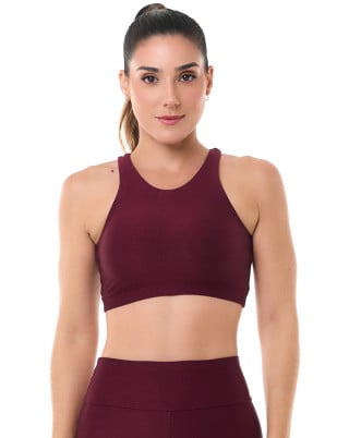Top Trend Alta Sustentação Média Compressão UV50+ Vinho SND Fitness
