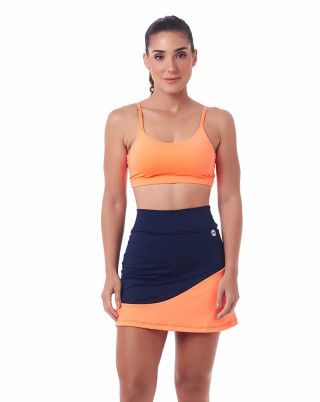 Look Cut Mai Short Saia e Top Laranja Beach Tennis SND Fitness