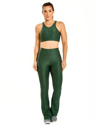 Look Trend Vinho Top + Flare Trend Verde Botânico SND Fitness