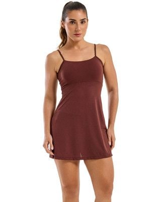 Vestido Tenista com short Média Compressão UV50+ Marrom SND Fitness