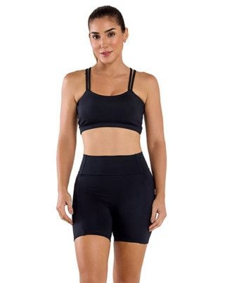 Look Easy Top + Short Alta Sustentação e Compressão UV50+ Preto SND Fitness