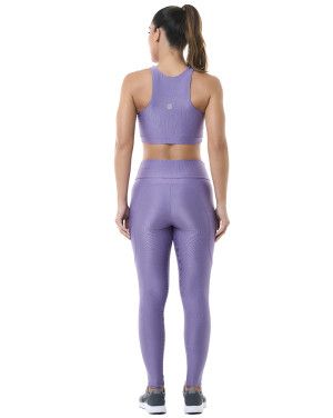 Look Trend Lilás Top + Legging SND Fitness