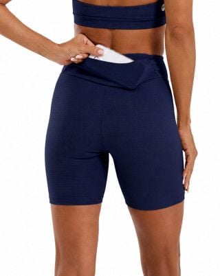 Bermuda Balance Canelada Multibolsos Média Compressão UV50+ Azul Marinho SND Fitness
