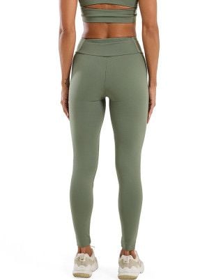 Calça Legging Balance Canelada Multibolsos Média Compressão Verde UV50+ SND Fitness