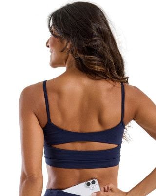 Top Balance Canelado Média Compressão e Sustentação UV50+ Azul Marinho SND Fitness