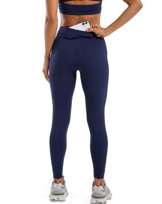 Calça Legging Balance Canelada Multibolsos Média Compressão Azul Marinho UV50+ SND Fitness