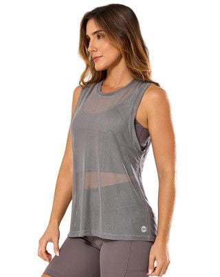 Regata Fitness Tule Flex Alongada Cinza SND Fitness