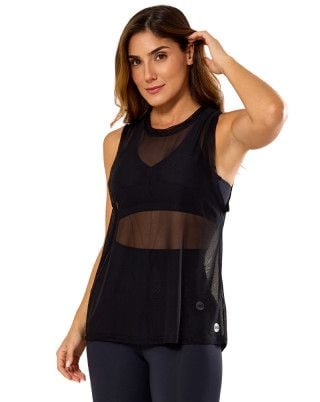 Regata Fitness Tule Flex Alongada Preta SND Fitness