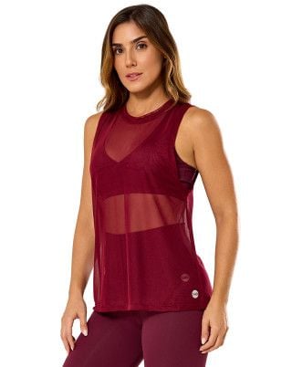 Regata Fitness Tule Flex Alongada Vinho SND Fitness