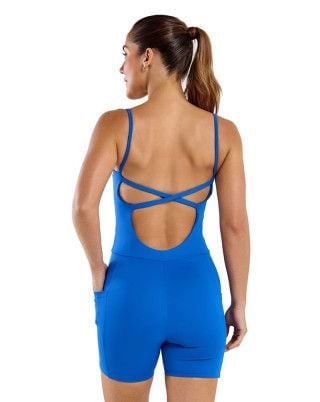 Macaquinho Easy com Bolsos Alta Compressão e Sustentação FPS UV50+ Azul SND Fitness