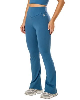 Calça Flare Elastic Touch Média Compressão UV50+ Azul Petróleo SND Fitness