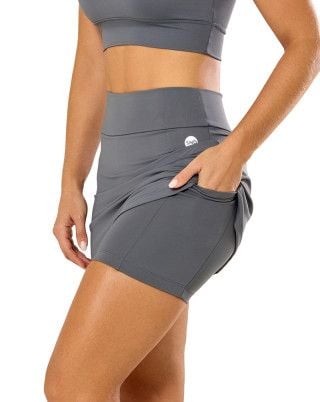Short Saia Basic Média Compressão UV50+ Cinza SND Fitness