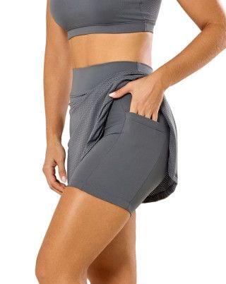 Short Saia New Fly Média Compressão UV50+ Cinza SND Fitness