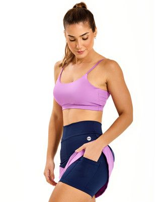 Look Cut Mai Short Saia e Top Violeta Beach Tennis SND Fitness